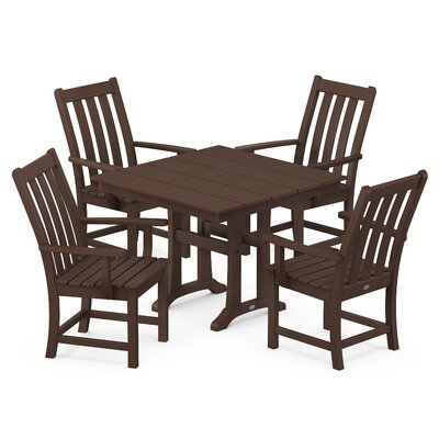 Vineyard 5-Piece Farmhouse Trestle Arm Chair Dining Set -  POLYWOOD®, PWS643-1-MA