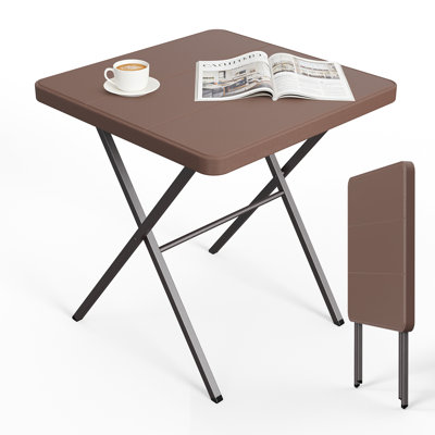 27"  Square Folding Table, Portable Square Foldable Table No Assembly, Heavy Duty Steel Frame Indoor Outdoor Camping Patio Table with 400 LBS Capacity, Picnic Card Table for Backyard, RV, Small Spaces  