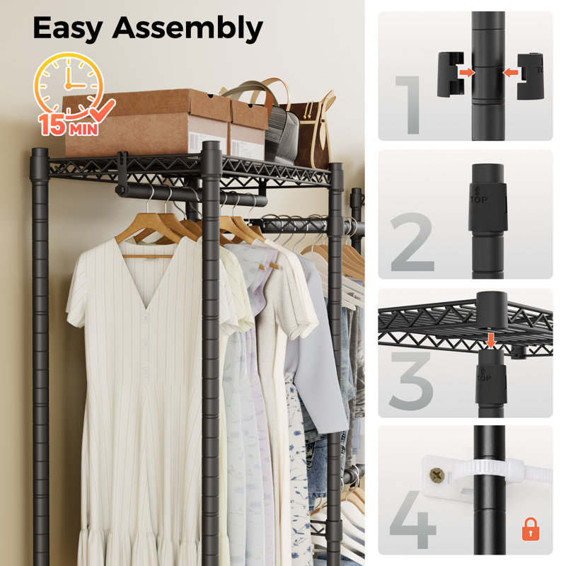234.5cm Adjustable Clothing Rack, Black