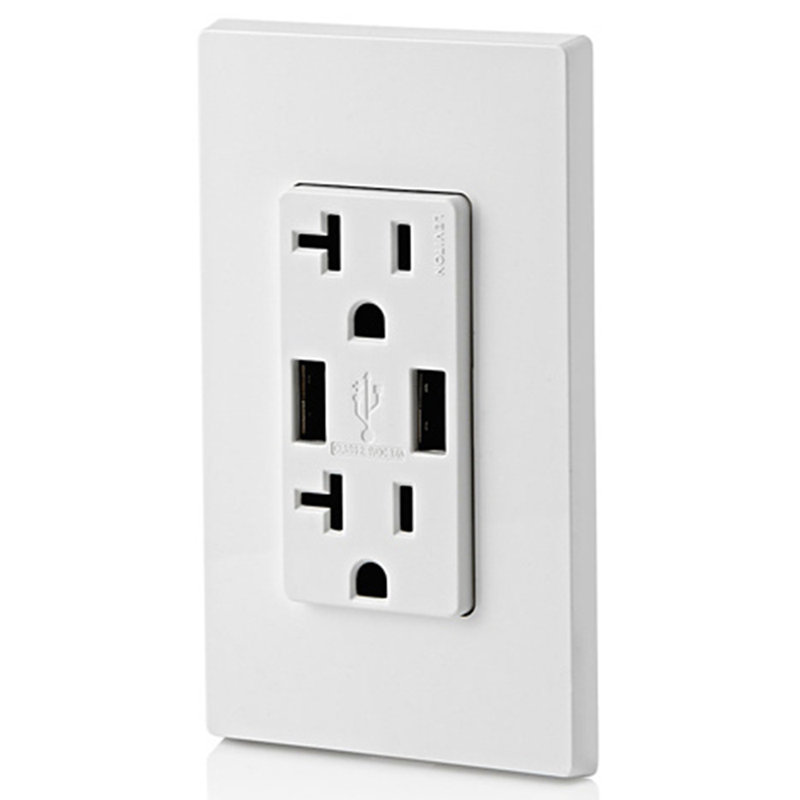 Ensemble de 5 prises de courant Levth 20 Volt et chargeur USB 20-20 Leviton Decora