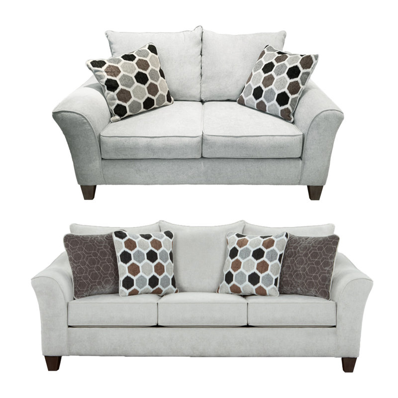 Ensemble de canapé et causeuse luxueux en tissu pour une détente et un style ultimes, Gris