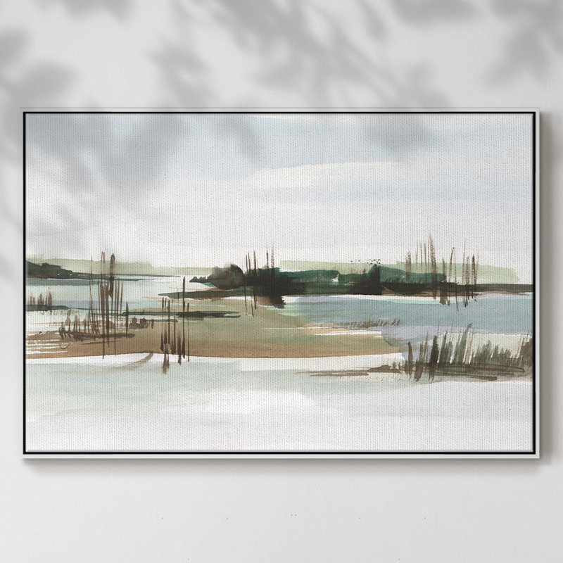 Marsh Reeds I, reproduction d'art sur toile, H 17 po x l 25 po x P 2 po, Blanc