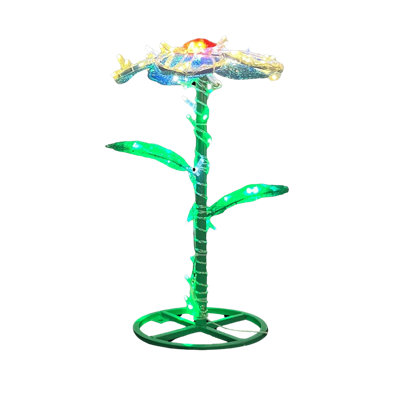 2ft Led Outdoor Blue Geranium Standing Flower Lawn Decor