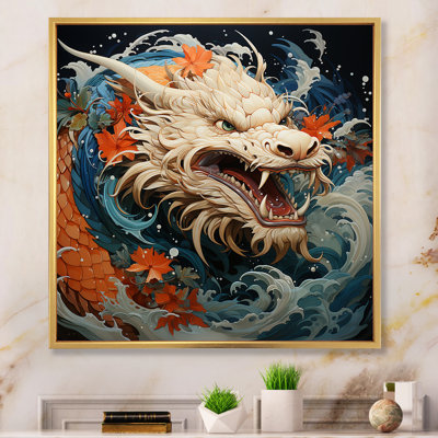 Vague de dragon japonais au large de Kanagawa I - Dragons, art mural
