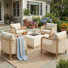 Cleothis Patio PE Rattan Lounge Chair With Acacia Wood Frame