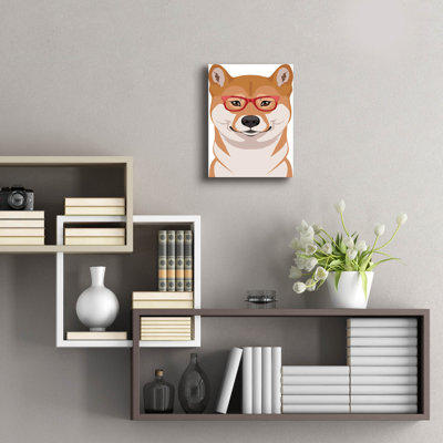 Epic Art 'Shiba Inu Wearing Hipster Glasses' by Furbaby Affiliates Acrylic Glass Wall Art