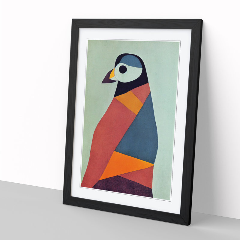 Puffin Abstract - Single Picture Frame Painting, Black, 46cm H x 34cm W x 2cm D