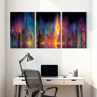 Cités et pays, ensemble de 3 reproductions d'art sur toile