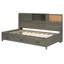 Gray Twin Wooden Daybed With 3 Storage Areas, Top Shelf, And Power Ports For A Tech - Enabled Sleeping Space Sized Drawer Storage, Upper Charging Facilities Comfortable Area-1385172842