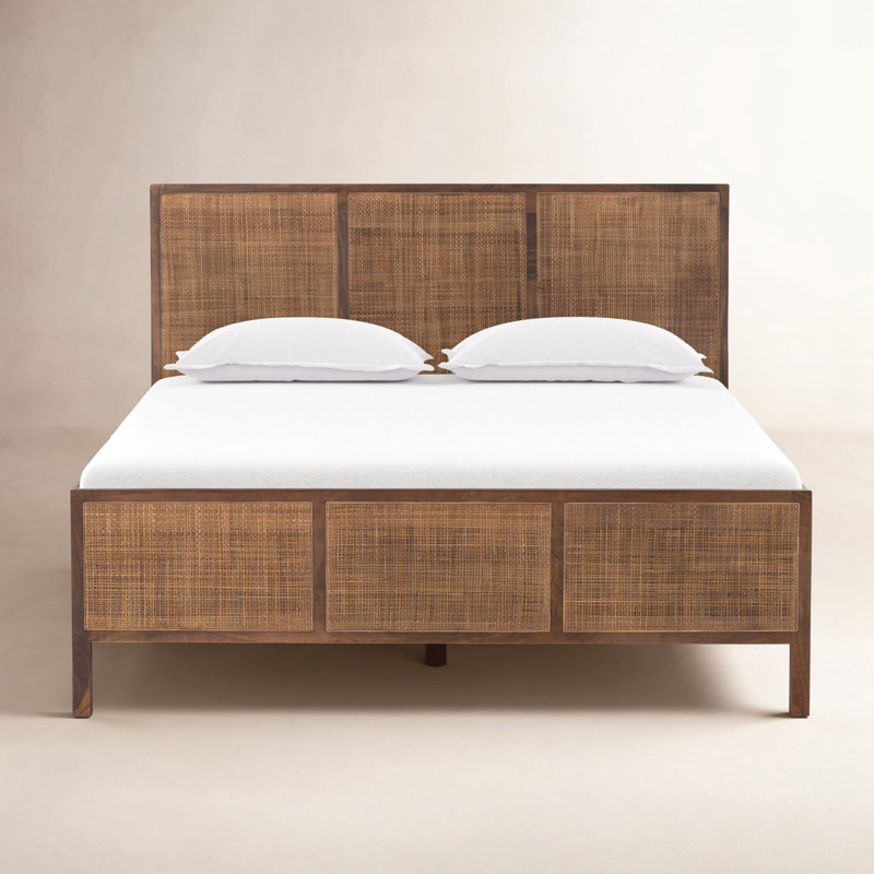 Nellie Cane Bed, Queen, Brown Wash