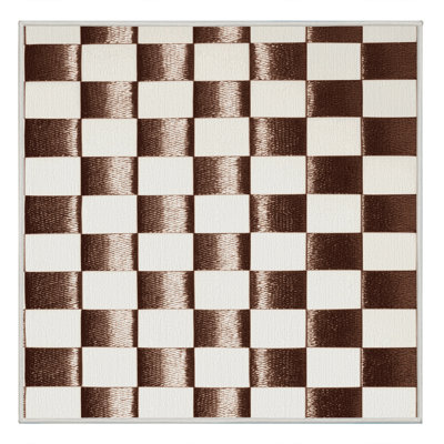 Machine Washable Checkered Beige Area Rug