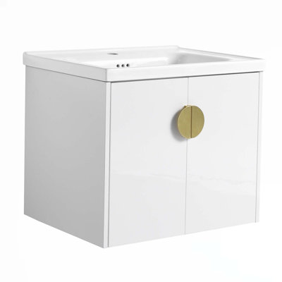 Meuble-lavabo à fermeture en douceur avec lavabo