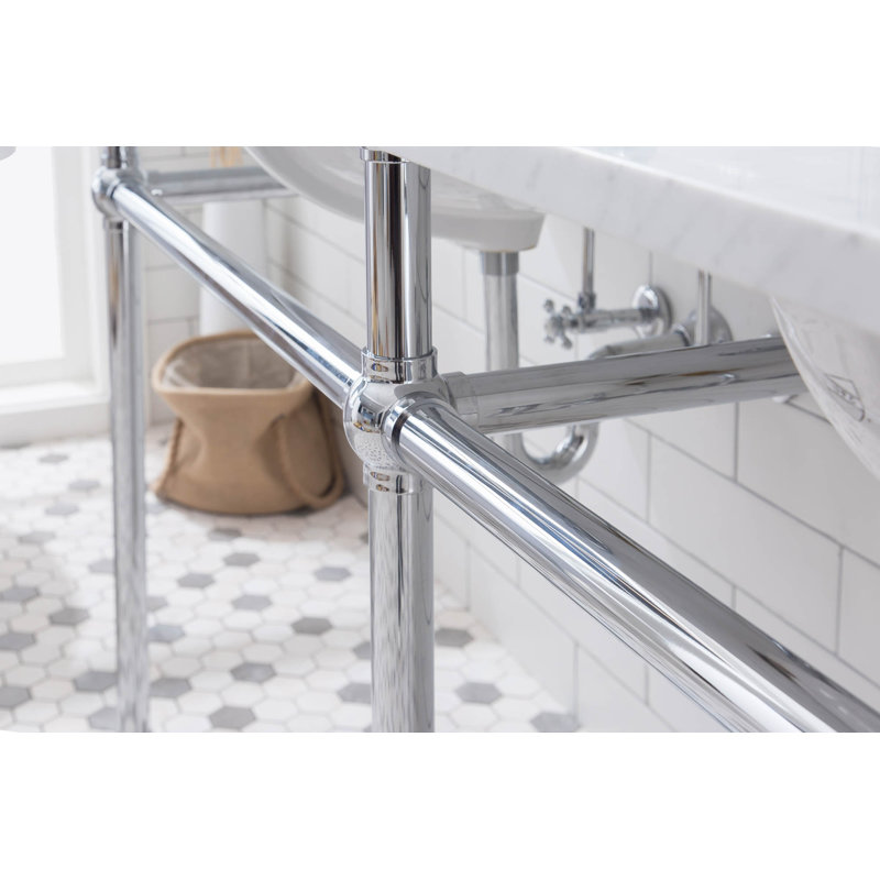 Embassy 33" Tall Stone Oval Console Bathroom Sink with Overflow, Chrome