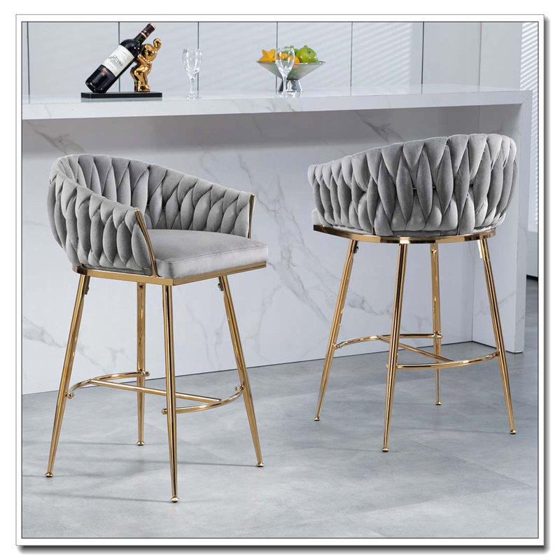 Tabourets de bar rembourrés en velours, Noir