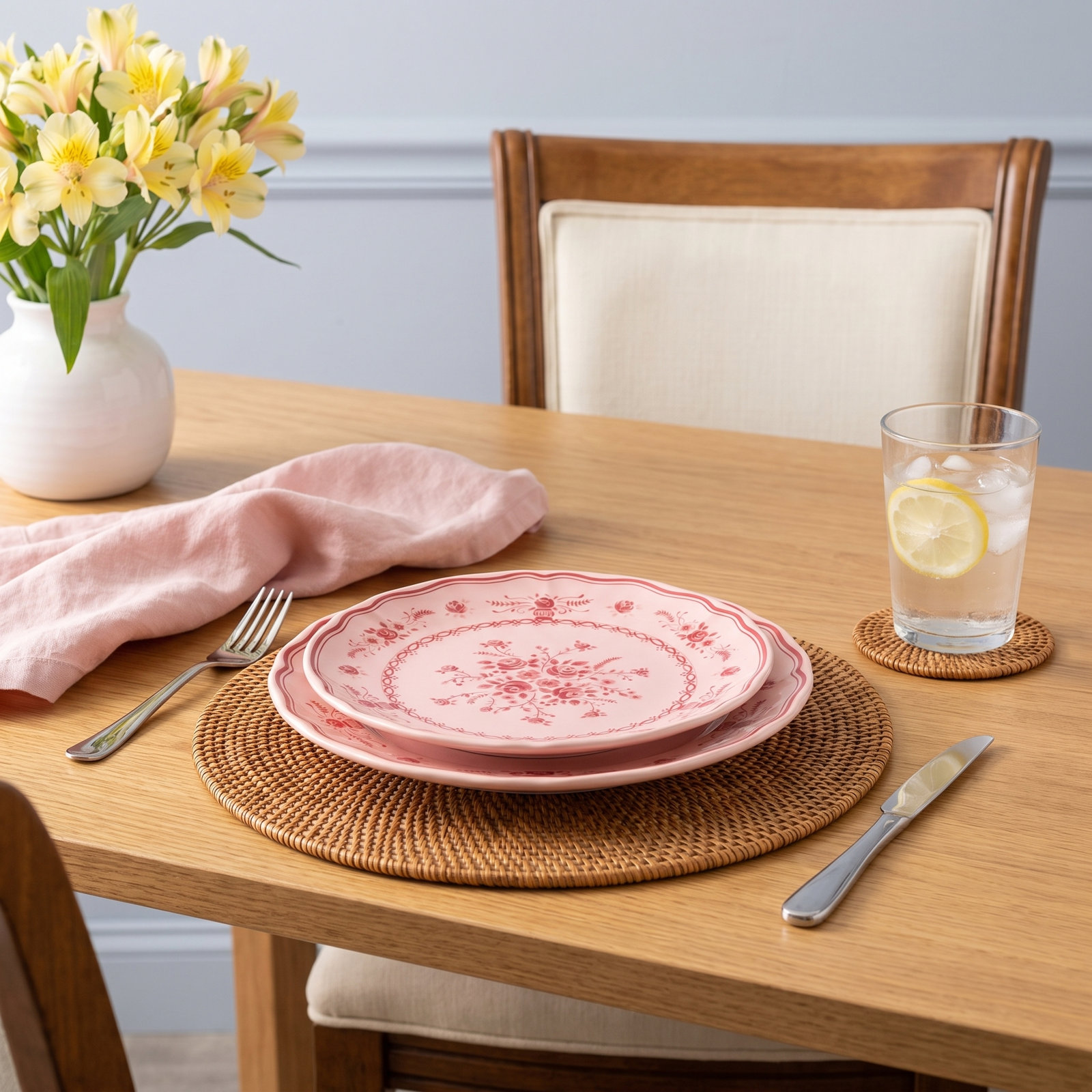 Vila 8" Salad Plate, Pink/Red