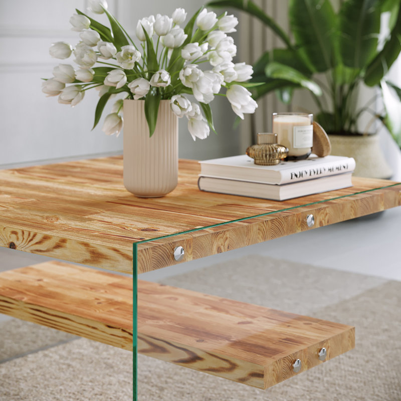 Table basse à tréteaux avec rangement