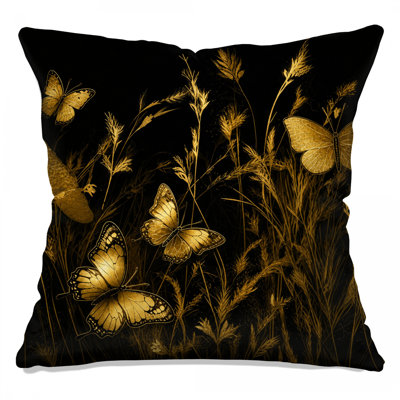 Coussins dorés Golden Butterflies On