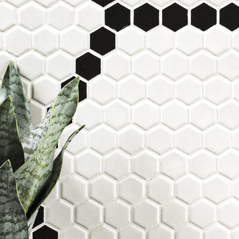 Hive 12 in. x 12 in. Matte Porcelain Mosaic Floor and Wall Tile, Black and White