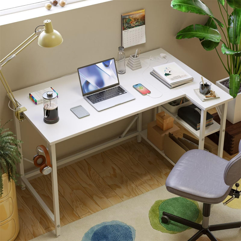 L-Shaped Metal Base Computer Desk