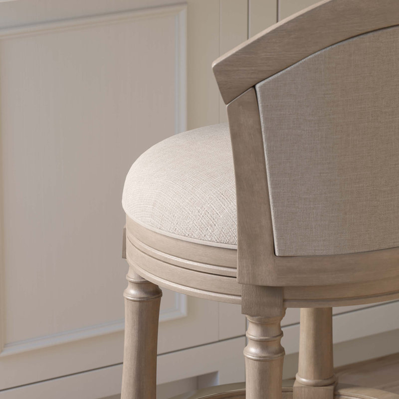31 po Tabouret de bar en bois avec dossier pivotant et siège et dossier rembourrés, Counter Stool (26" Seat Height)