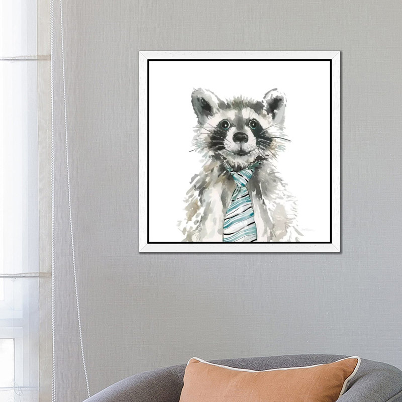 Raccoon 1 Piece Floater Frame Painting on Canvas, 66.04 cm H x 66.04 cm W, White