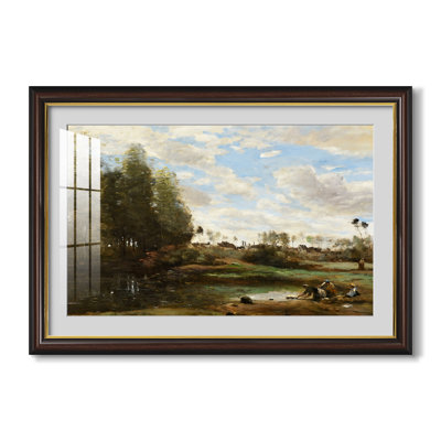Lavandières au bord de l'eau, vers 1860-1870 - Jean-Baptiste Camille Corot - Estampe encadrée sur mesure