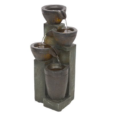 Stoned Jar Cascading Water Fountain with LED Lights