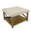 Repose-pieds avec rangement ouvert, pieds en bois, microfibre capitonnée crème 30 po