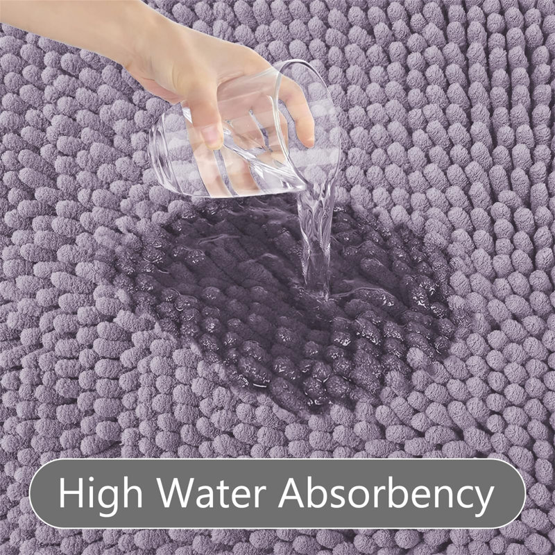 Rigg Chenille Non-Slip Bath Rug, Purple