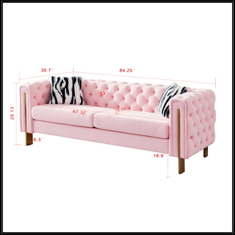 Canapé de salon Chesterfield, Rose