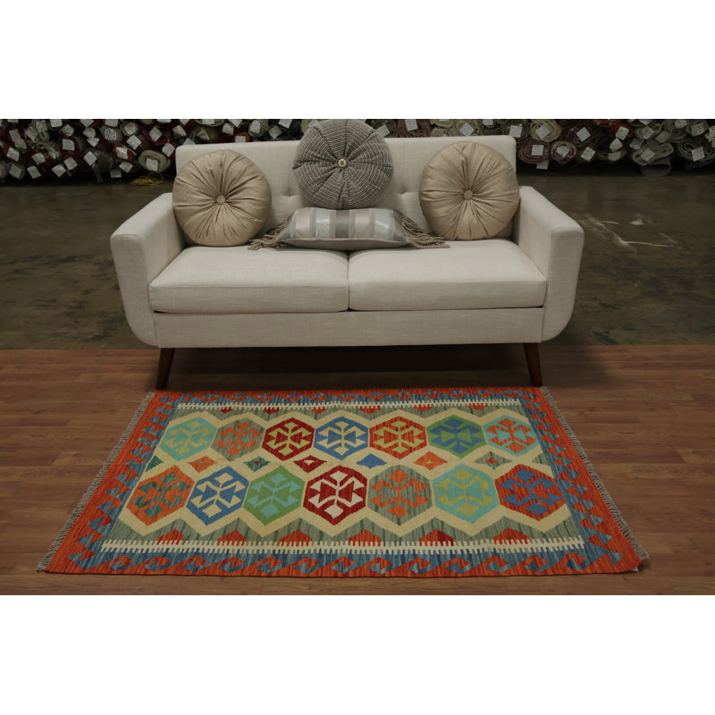 Tapis géométrique ludique Kilim 3 x 5 parfait pour les maisons éclectiques