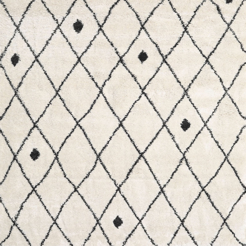 Tapis beige/noir traditionnel, Rond 4 pi