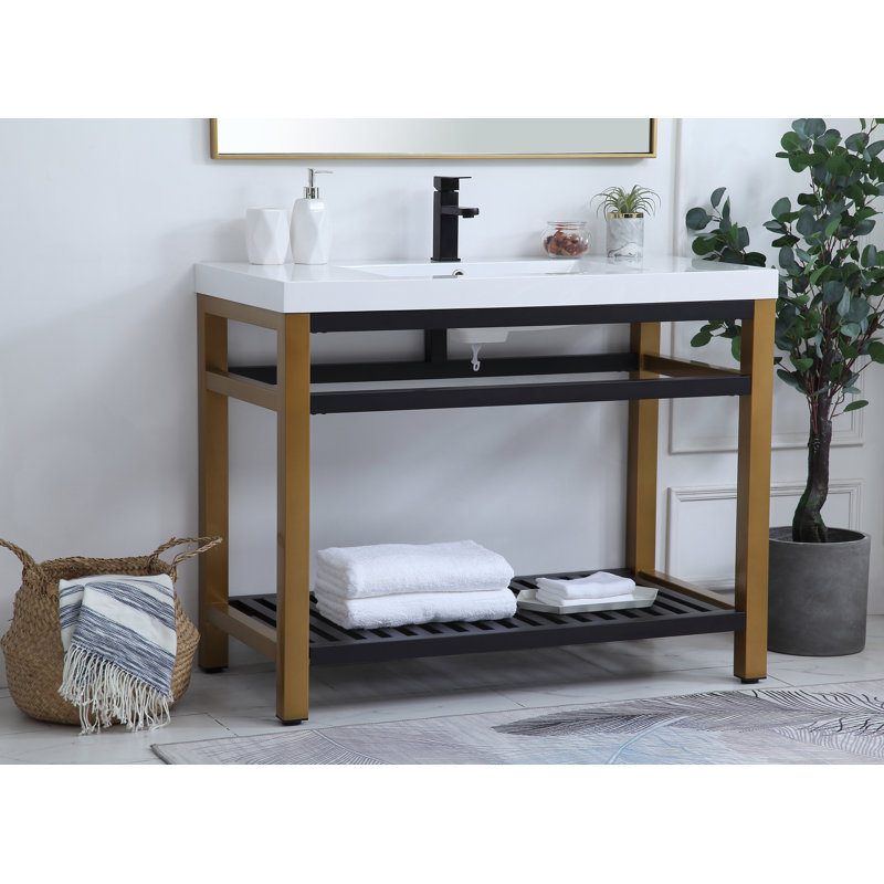 Ensemble de meuble-lavabo simple 42 po Raya, Doré / noir