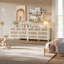 Commode à 7 tiroirs avec poignées dorées et commode de chambre à coucher Boho de 51 po Pomodoro-852454783