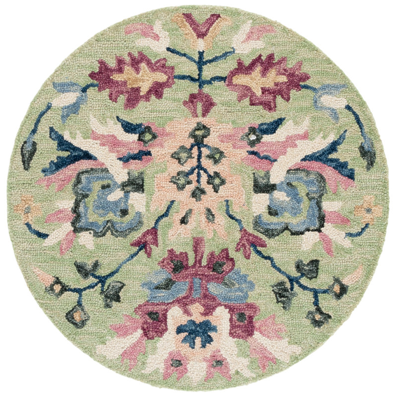 Jardin Hand Tufted Wool; Cotton Floral Indoor Rug, Round 6'