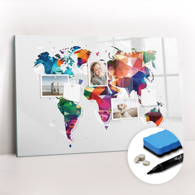 World Map of the Triangle Magnetic Wall Mounted Dry Erase Board
