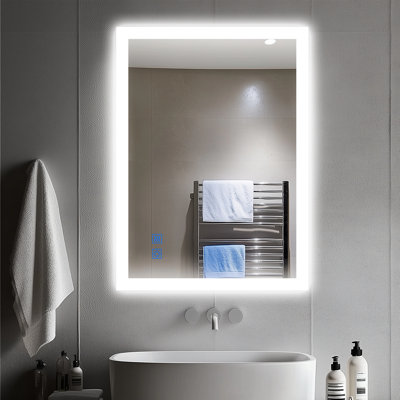 Miroir mural plat à DEL, lumière de meuble-lavabo à intensité variable, loupe