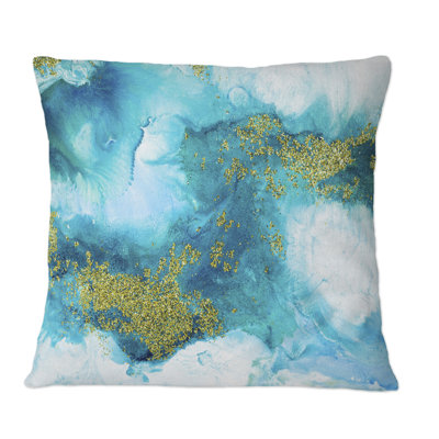 Coussin décoratif imprimé abstrait bleu et paillettes bleues
