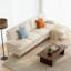 Combinaison de canapé double (simple + double) avec structure en tissu épais beige et structure en bois massif, ressorts à double couche