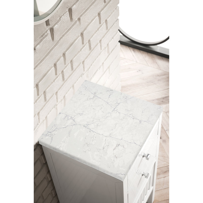 Athens 15" W Freestanding Bathroom Cabinet, Right Handed, Glossy White/Eternal Jasmine Pearl