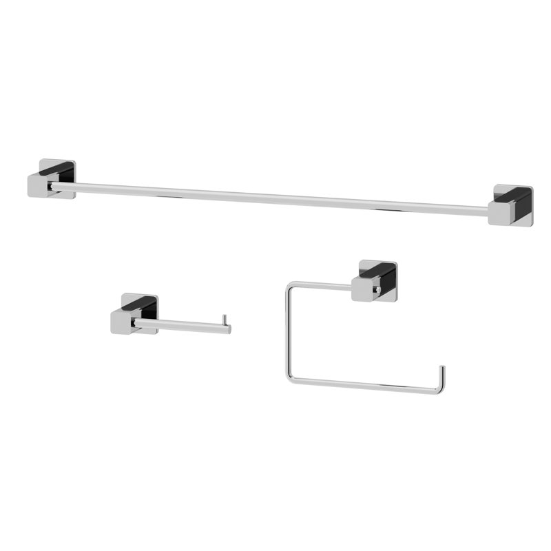 Ensemble de quincaillerie de salle de bain 3 pièces VIGO Meridian avec barre à serviettes 24 po, porte-papier hygiénique et porte-serviettes