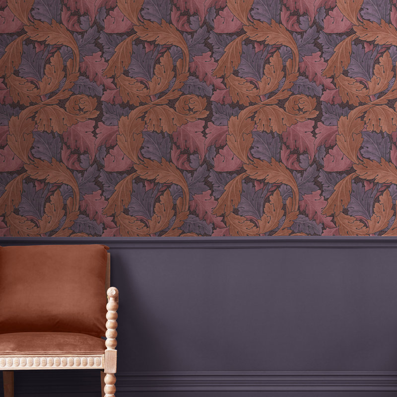 William Morris At Home SS24 Floral Wallpaper Double Roll, Plum