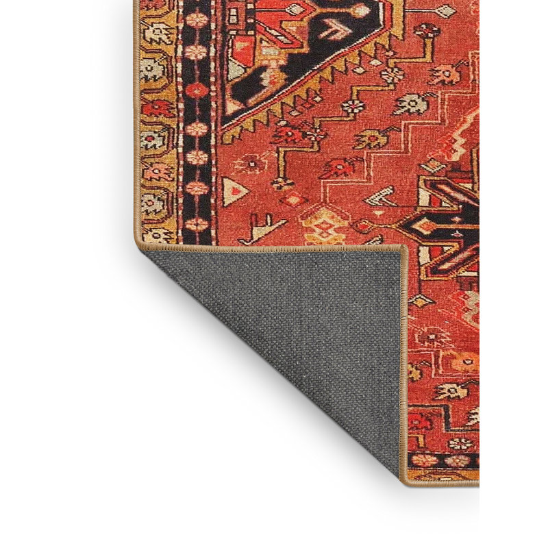 Tapis traditionnel rouge / noir, Rectangle 2 pi x 5 pi