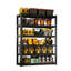 Étagère de garage en métal 2400 lb, étagères de rangement robustes à 6 niveaux, l 48 po x P 18 po, H 82 po, noir, réglable, pour le garage, la cuisine, la chambre à coucher, les espaces de travail Étagère 2400 lb, rangement réglable, l 48 po x P 18 po H,