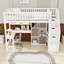 Lit mezzanine simple en bois avec tablettes, bureau, lumières DEL et escalier de rangement-1208331115