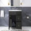 Meuble-lavabo autoportant 24 po noir avec lavabo intégré en céramique blanche-2006744507