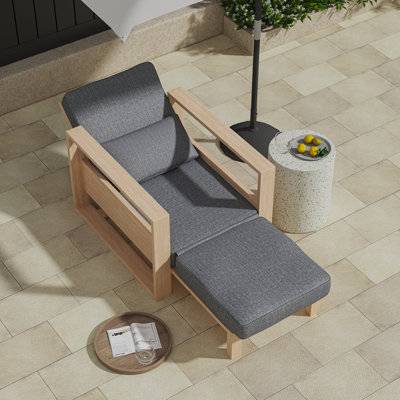 Darren Modern 37.75'' W Extendable Solid Wood Chaise Lounge with Lumbar Pillow