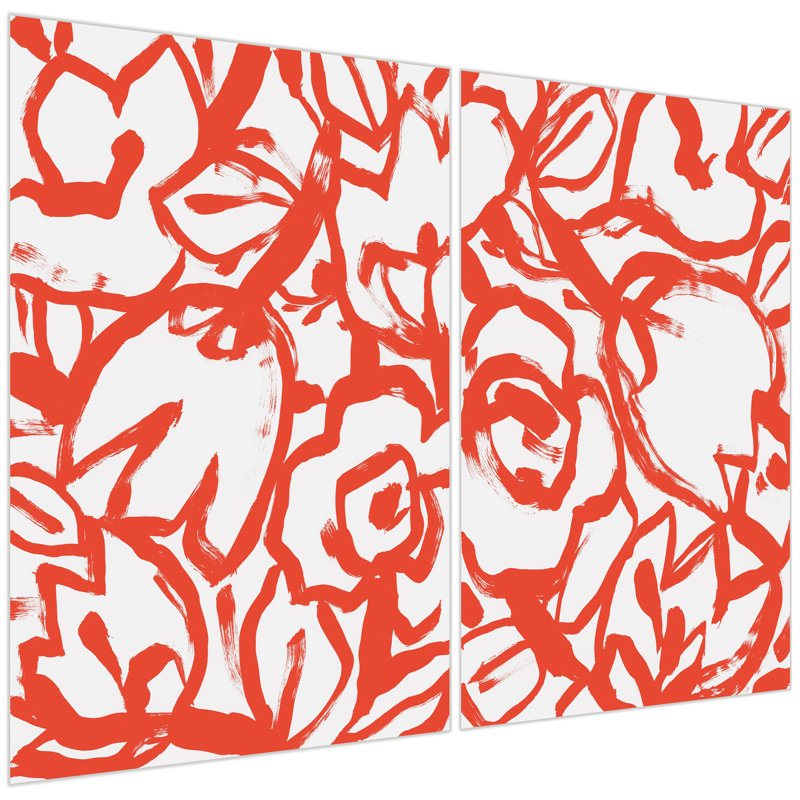 «Scarlet Blooms I & II», 2 pièces