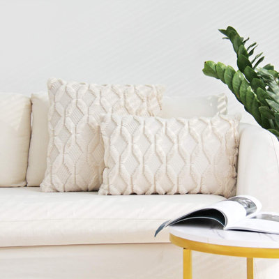 Set of 2 coordinated decorative throw pillows, 1 of size 18"x18" and 1 of size 12"x20"