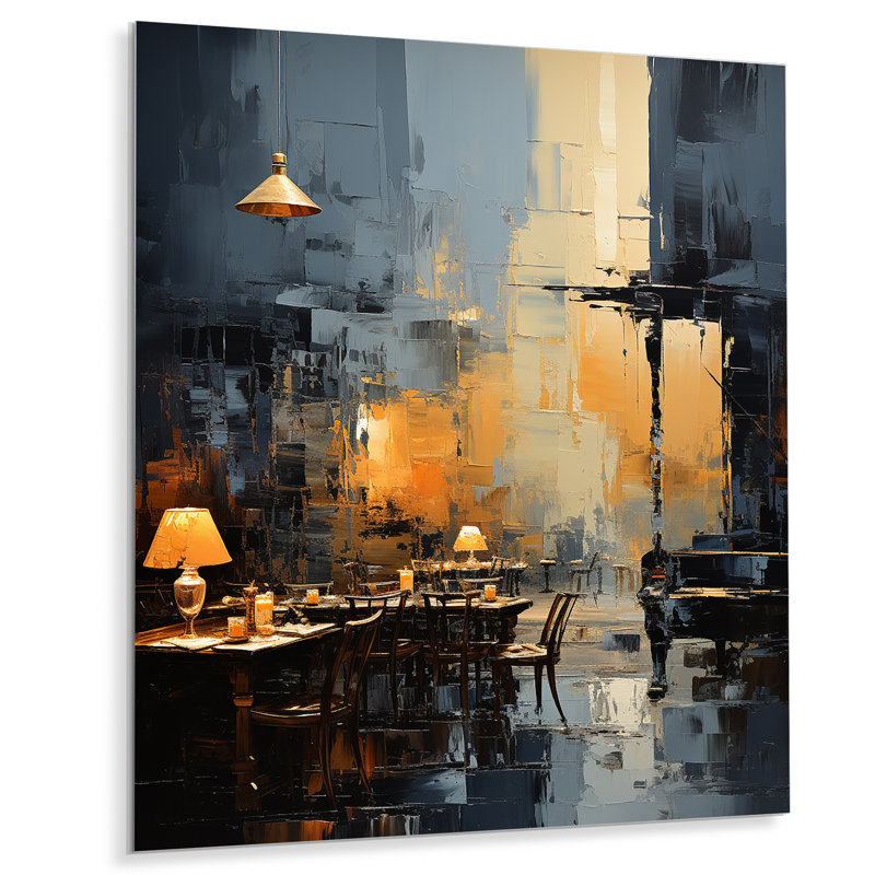 Jaune et gris Jazz Cafe Melody 2 - musique Jazz, art mural en métal, H 40 po x l 30 po x P 1,5 po